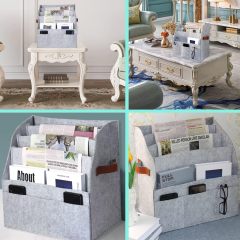 Durable Felt Magazine Rack - Desktop & Floor Standing Organizer for Bedroom & Bathroom