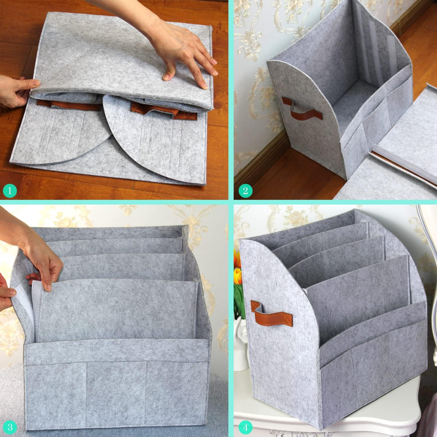 Durable Felt Magazine Rack - Desktop & Floor Standing Organizer for Bedroom & Bathroom