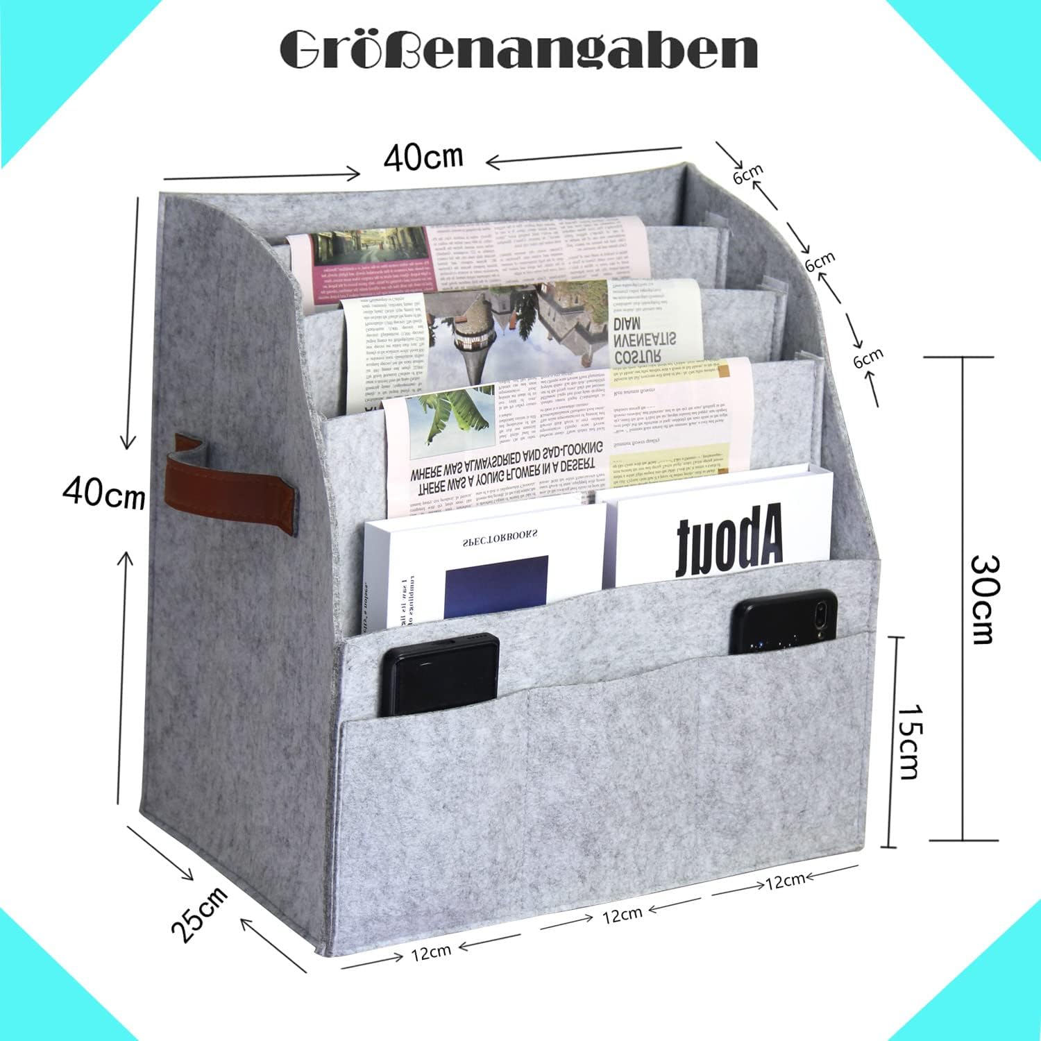 Durable Felt Magazine Rack - Desktop & Floor Standing Organizer for Bedroom & Bathroom