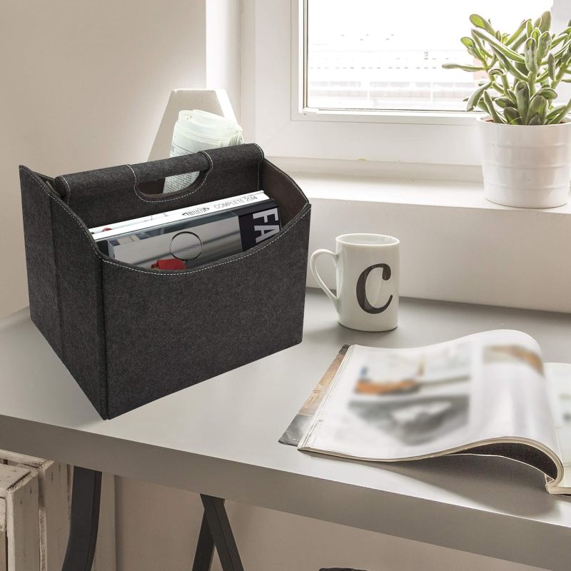 Felt Magazine Rack Sturdy Storage Organizer for Magazines, Books & Newspapers