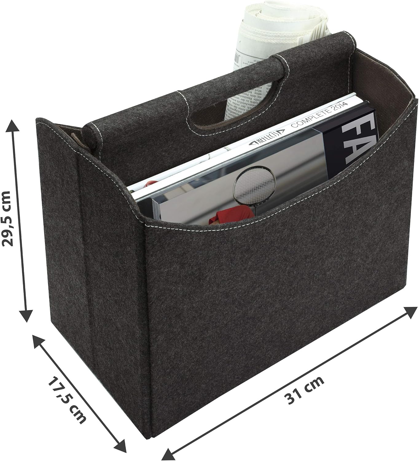 Foldable Felt Magazine Rack - Space-Saving Holder for Home Office & Living Room