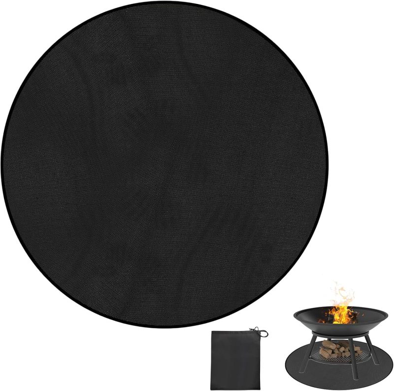 Dia 120cm Grill Floor Protection Mat Round BBQ Floor Protection Mat Water-Resistant Oil Resistant for BBQ Grill Fireplace
