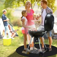 Grill Floor Protection Mat Dia 100cm Round BBQ Floor Protection Mat Water-Resistant Oil Resistant for BBQ Grill Fireplace