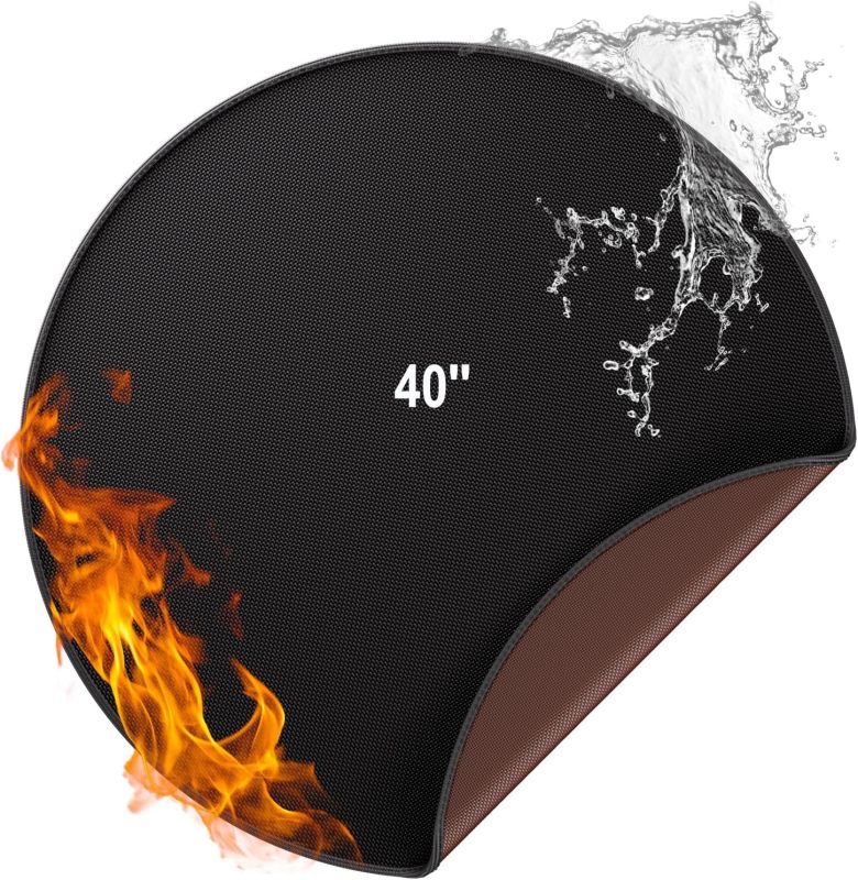 Dia 80cm Round BBQ Floor Protection Mat Water-Resistant Oil Resistant Grill Floor Protection Mat for BBQ Grill Fireplace