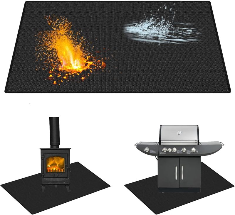 Grill Floor Protection Mat Square BBQ Floor Protection Mat 81x152cm Water-Resistant Fireproof Underlay for BBQ Grill Fireplace