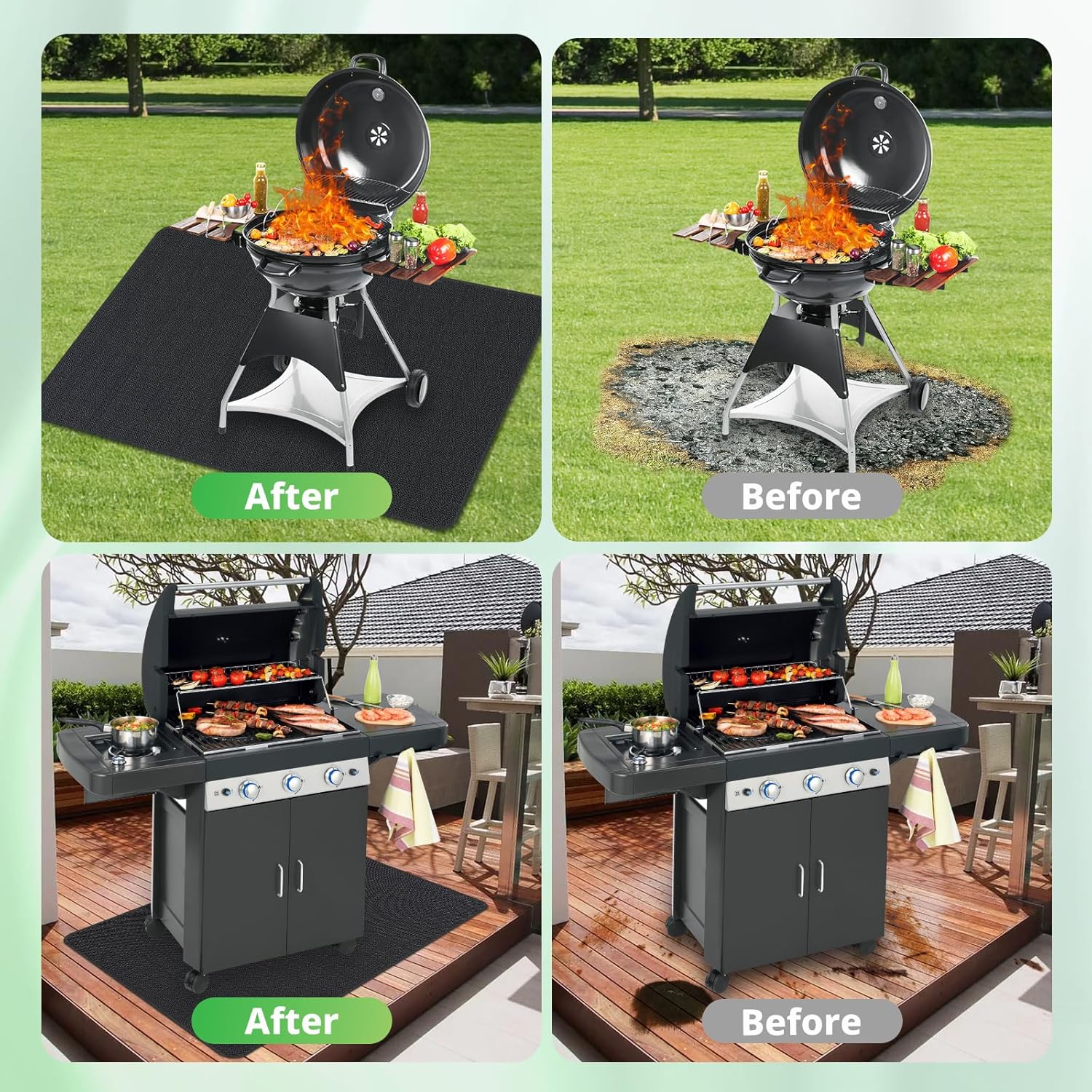 Square BBQ Floor Protection Mat Water-Resistant Oil Resistant Grill Floor Protection Mat for BBQ Grill Fireplace