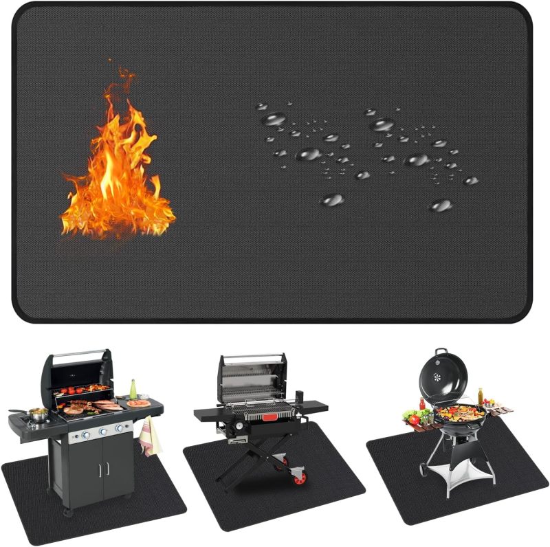 Outdoor BBQ Mat Water-Resistant Square BBQ Floor Protection Mat Fireproof Underlay Grill Floor Protection Mat for BBQ Grill Fireplace