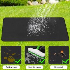 Grill Floor Protection Mat Square BBQ Floor Protection Mat 61x102cm Water-Resistant Oil Resistant Grill Floor Protection Mat for BBQ Grill Fireplace