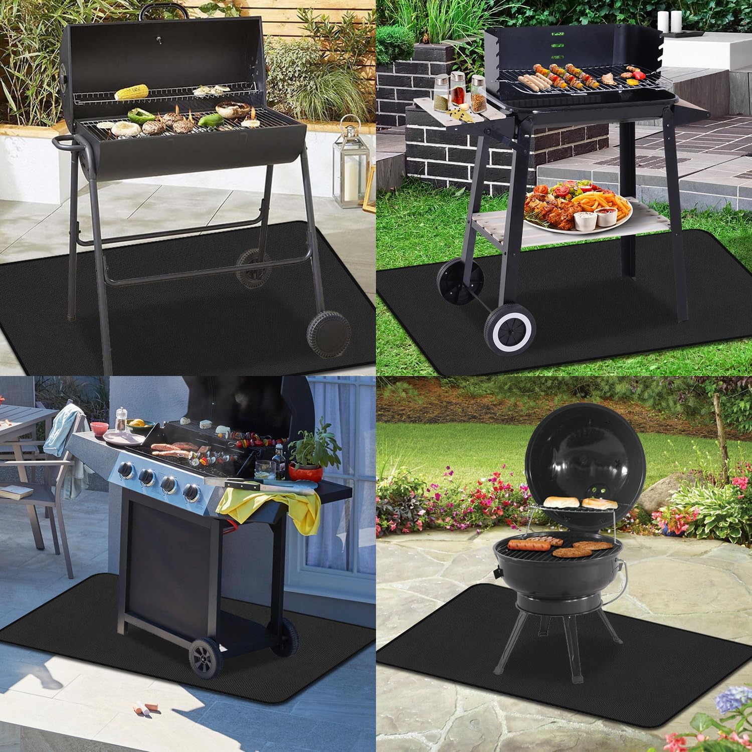 Outdoor BBQ Mat Water-Resistant Square BBQ Floor Protection Mat Fireproof Underlay Grill Floor Protection Mat for BBQ Grill Fireplace