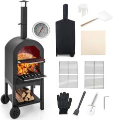 Pizza Oven Portable Charcoal BBQ Garden Smoker Pizza Maker Pizza Cooker for Barbecue Camping Backyard Party
