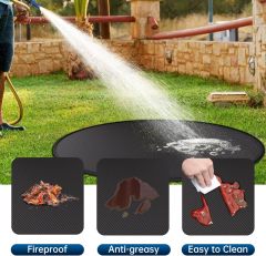 Dia 80cm Round BBQ Floor Protection Mat Water-Resistant Oil Resistant Grill Floor Protection Mat for BBQ Grill Fireplace