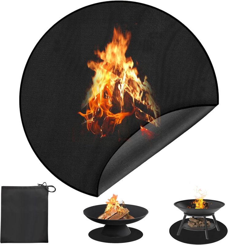 Round BBQ Floor Protection Mat Water-Resistant Oil Resistant Grill Floor Protection Mat for BBQ Grill Fireplace