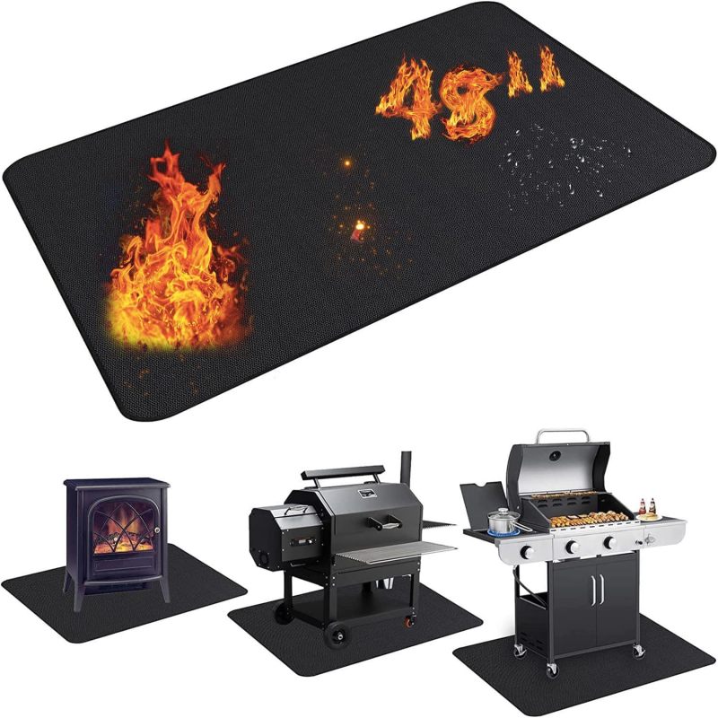 Outdoor BBQ Mat Water-Resistant Square BBQ Floor Protection Mat Fireproof Underlay Grill Floor Protection Mat for BBQ Grill Fireplace