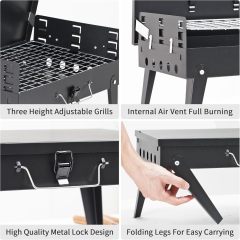 Mini Tabletop Grill Foldable Barbecue Grill Briefcase with Lid Mini Tabletop Grill for Outdoor Camping Patio and Picnic