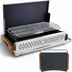 Foldable Charcoal Grill Foldable Barbecue Grill Briefcase with Lid Mini Tabletop Grill for Outdoor Camping Patio and Picnic