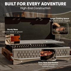 Foldable BBQ Grill Portable Charcoal Grill Foldable Barbecue Grill Briefcase with Lid Mini Tabletop Grill for Outdoor Camping Patio and Picnic