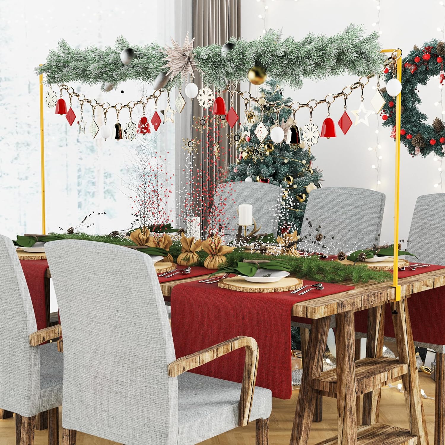 Decorative table stand Height Adjustable Metal Table Hanging Decor Rod for Party Wedding Anniversary Christmas Decoration