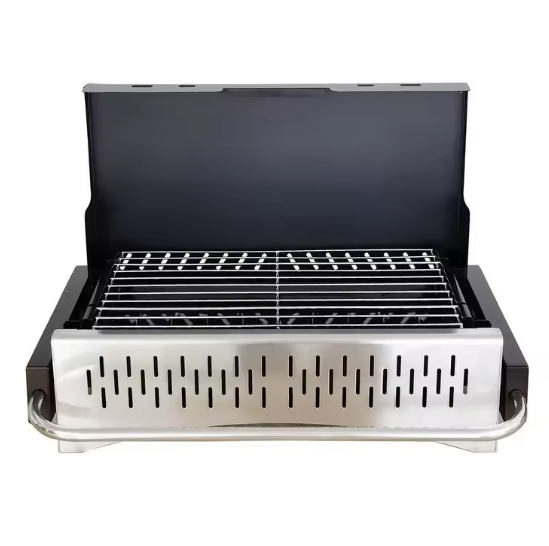 Foldable BBQ Grill Portable Charcoal Grill Foldable Barbecue Grill Briefcase with Lid Mini Tabletop Grill for Outdoor Camping Patio and Picnic