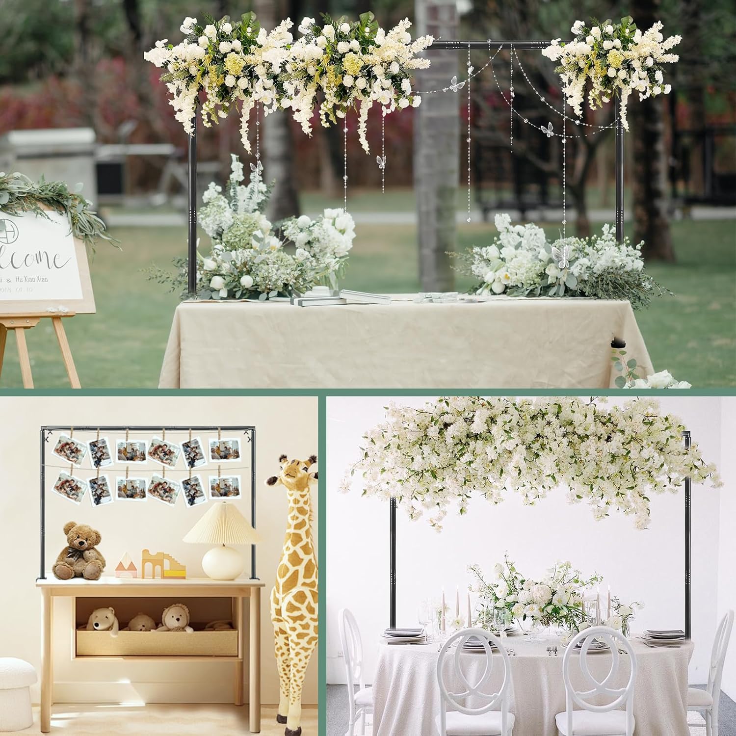 Height Adjustable Over The Table Rod Stand with Clamps for Party Wedding Christmas Decoration