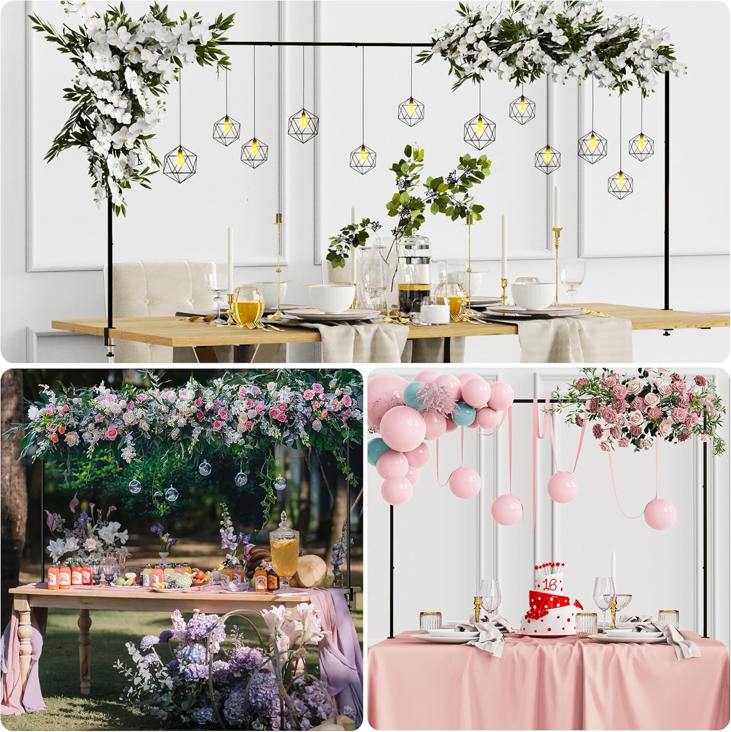 Over The Table Rod Stand with Clamps Height Adjustable Metal Table for Party Wedding Christmas Decoration