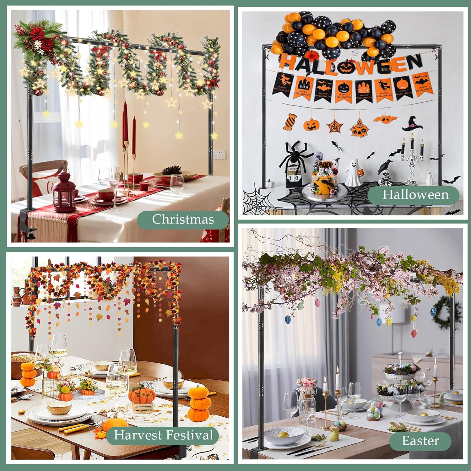 Height Adjustable Over The Table Rod Stand with Clamps for Party Wedding Christmas Decoration