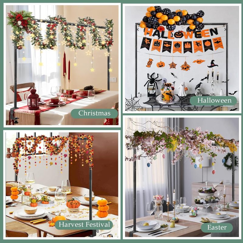 Height Adjustable Over The Table Rod Stand with Clamps for Party Wedding Christmas Decoration