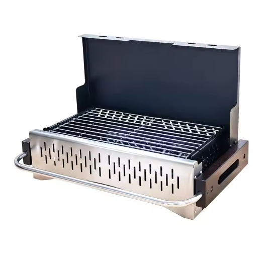 Portable Charcoal Grill Foldable Barbecue Grill Briefcase with Lid Mini Tabletop Grill for Outdoor Camping Patio and Picnic
