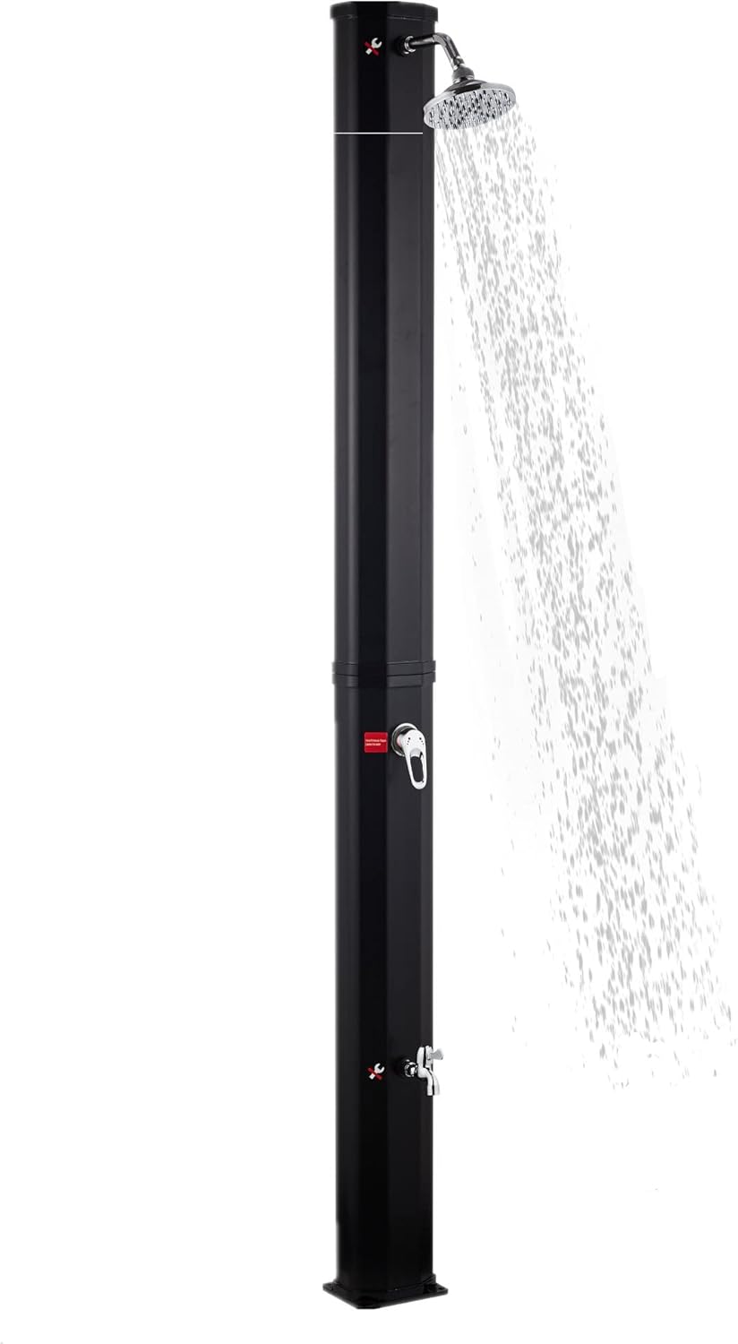 Garden Shower with Water Tank Solar Shower Column Foot Shower Rain Shower Head and Tap For Outdoor Use