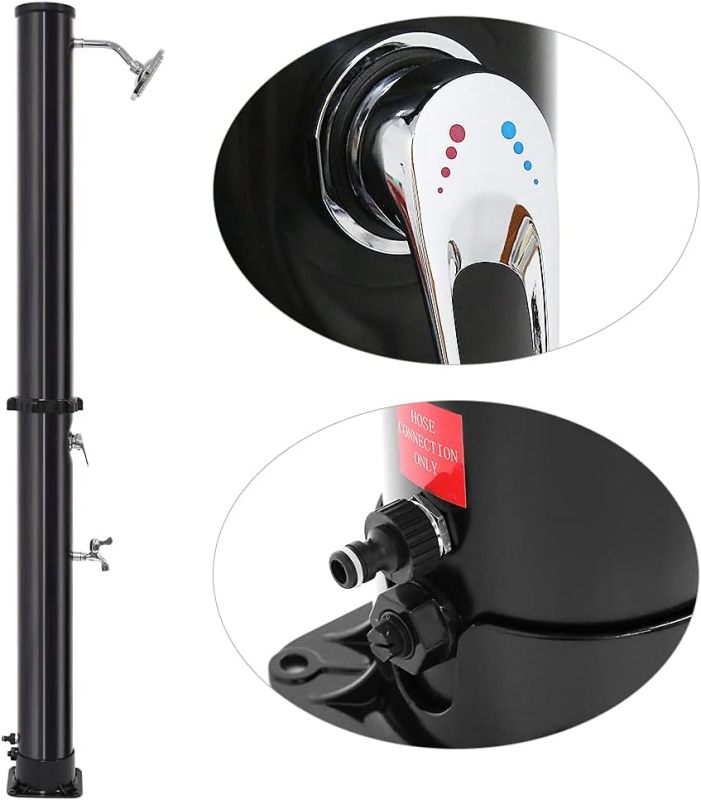 Solar Shower Column Garden Shower with Water Tank Foot Shower Rain Shower Head and Tap For Outdoor Use