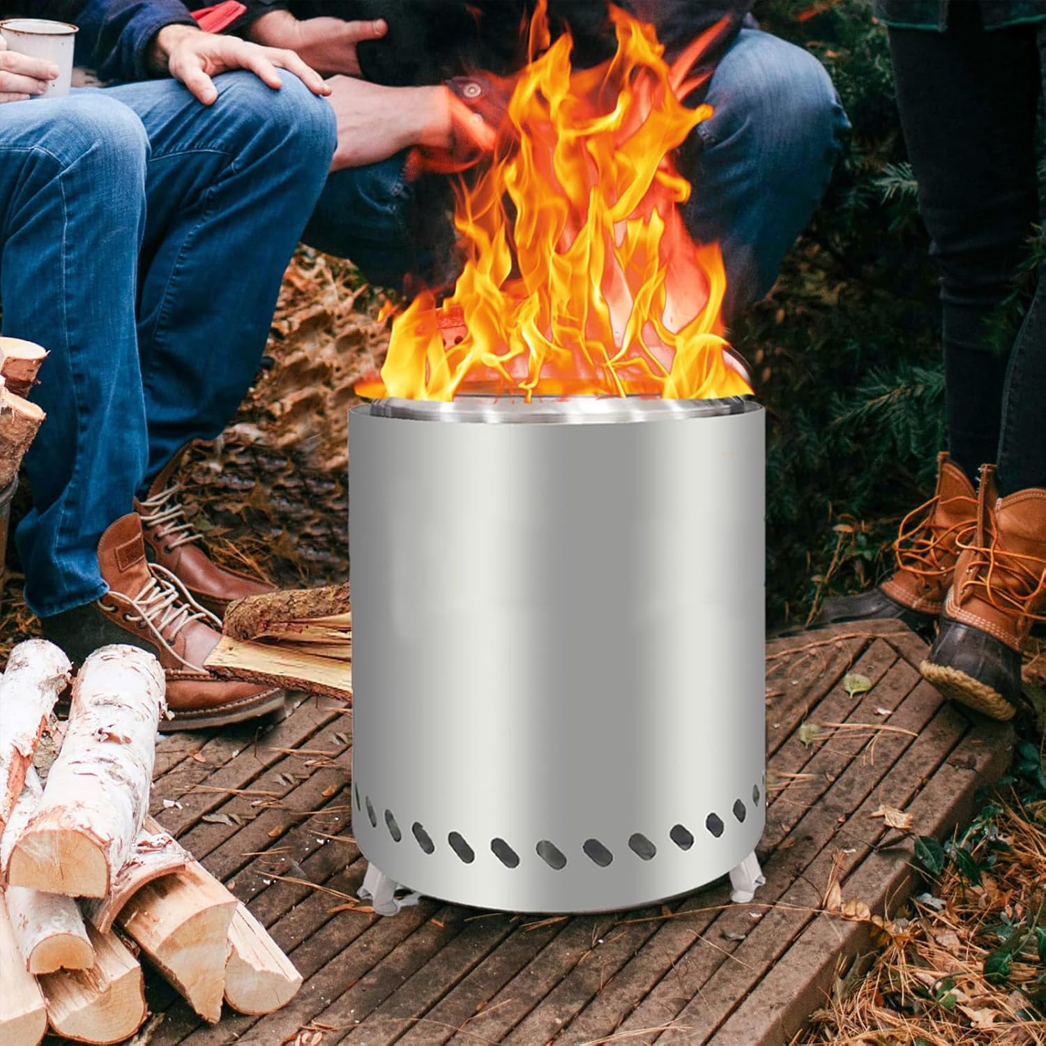 Wood Pellet Table Top Firepit with Stand Table Fire Pit Made of Stainless Steel Camping Portable Fire Pit for Outdoor Use