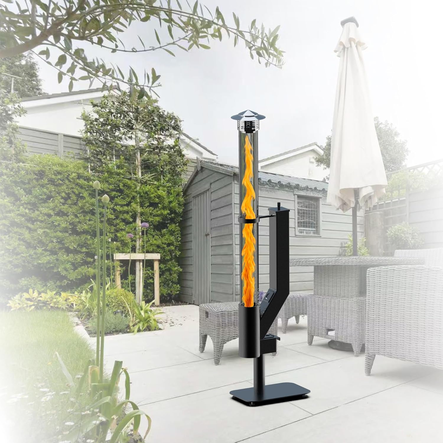 Smokeless Wood Pellet Patio Heater Fire Pipe- Pellet rocket stove Fire Pit for Outdoor - Garden Fire Pit