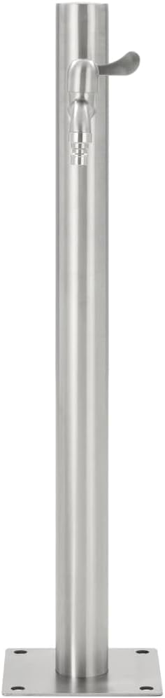 Round Stainless Steel Garden Water Column Water Tap Fountain with Connection UV and Frost Resistant Freestanding Tap