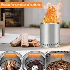 Wood Pellet Table Top Firepit with Stand Table Fire Pit Made of Stainless Steel Camping Portable Fire Pit for Outdoor Use