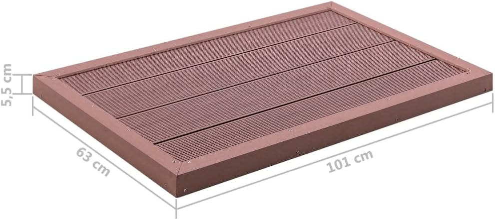 Brown Garden Shower Base Floor Element for Solar Shower Non-Slip Underlay WPC Base Plate for Outdoor Shower