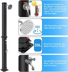 Camping Shower Solar Shower Column Foot Shower Rain Shower Head and Tap Garden Shower with Water Tank For Outdoor Use