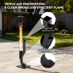 Wood Pellet Patio Heater Fire Pipe- Pellet Stove Fire Pit for Outdoor - Smokeless Flame Garden Fire Pit