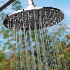 Solar Shower Column Garden Shower with Water Tank Foot Shower Rain Shower Head and Tap For Outdoor Use