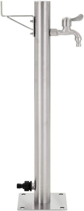 Round Stainless Steel Garden Water Column Water Tap Fountain with Connection UV and Frost Resistant Freestanding Tap