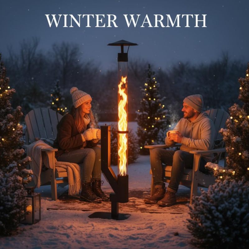 Wood Pellet Fire Pits Fire Pipe- Pellet rocket stove Fire Pit for Outdoor - Smokeless Flame Garden Fire Pit