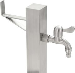 Square Garden Water Column Water Stainless Steel Tap Fountain with Connection UV and Frost Resistant Freestanding Tap