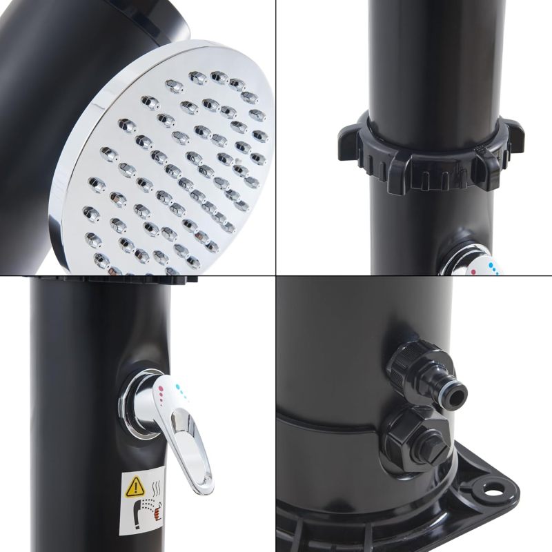 Garden Shower Solar Shower Column with Water Tank Foot Shower Rain Shower Head and Tap For Outdoor Use