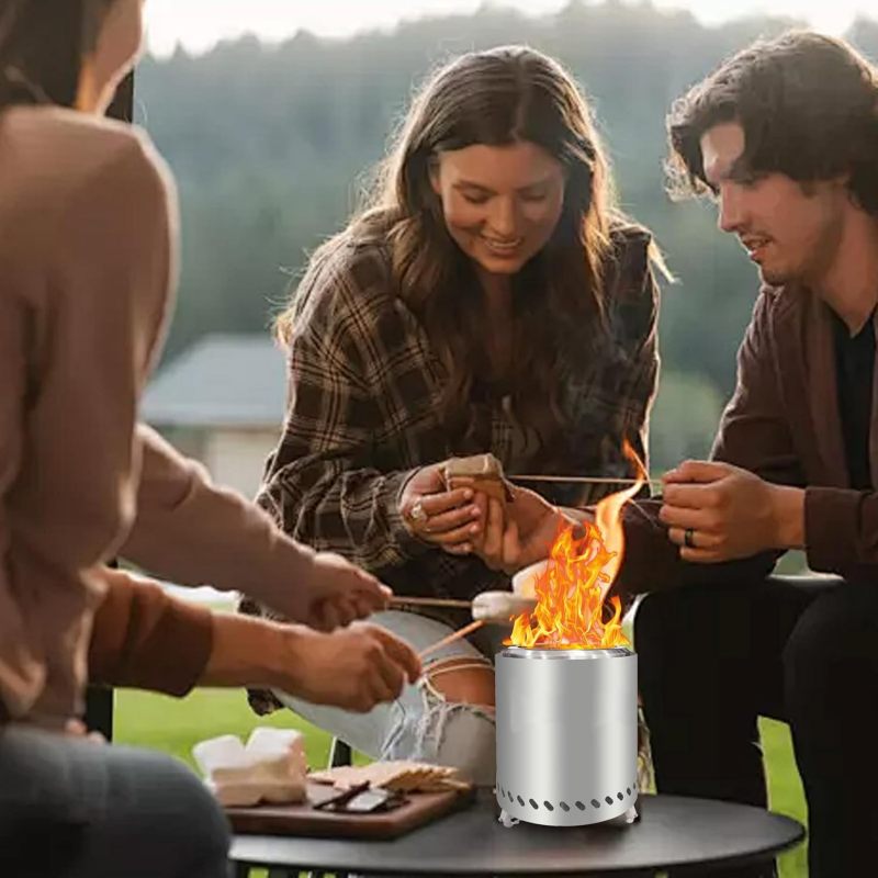 Wood Pellet Table Top Firepit with Stand Table Fire Pit Made of Stainless Steel Camping Portable Fire Pit for Outdoor Use