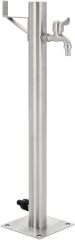 Round Garden Water Column Stainless Steel Water Tap Fountain with Connection UV and Frost Resistant Freestanding Tap