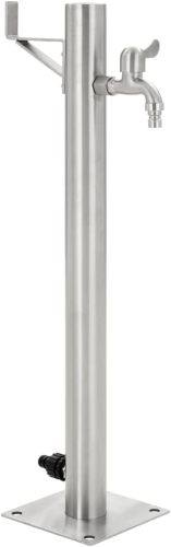 Round Garden Water Column Stainless Steel Water Tap Fountain with Connection UV and Frost Resistant Freestanding Tap