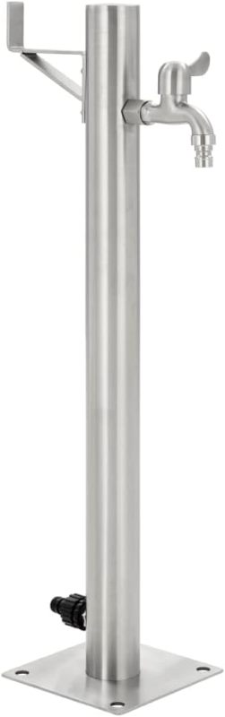 Round Garden Water Column Stainless Steel Water Tap Fountain with Connection UV and Frost Resistant Freestanding Tap