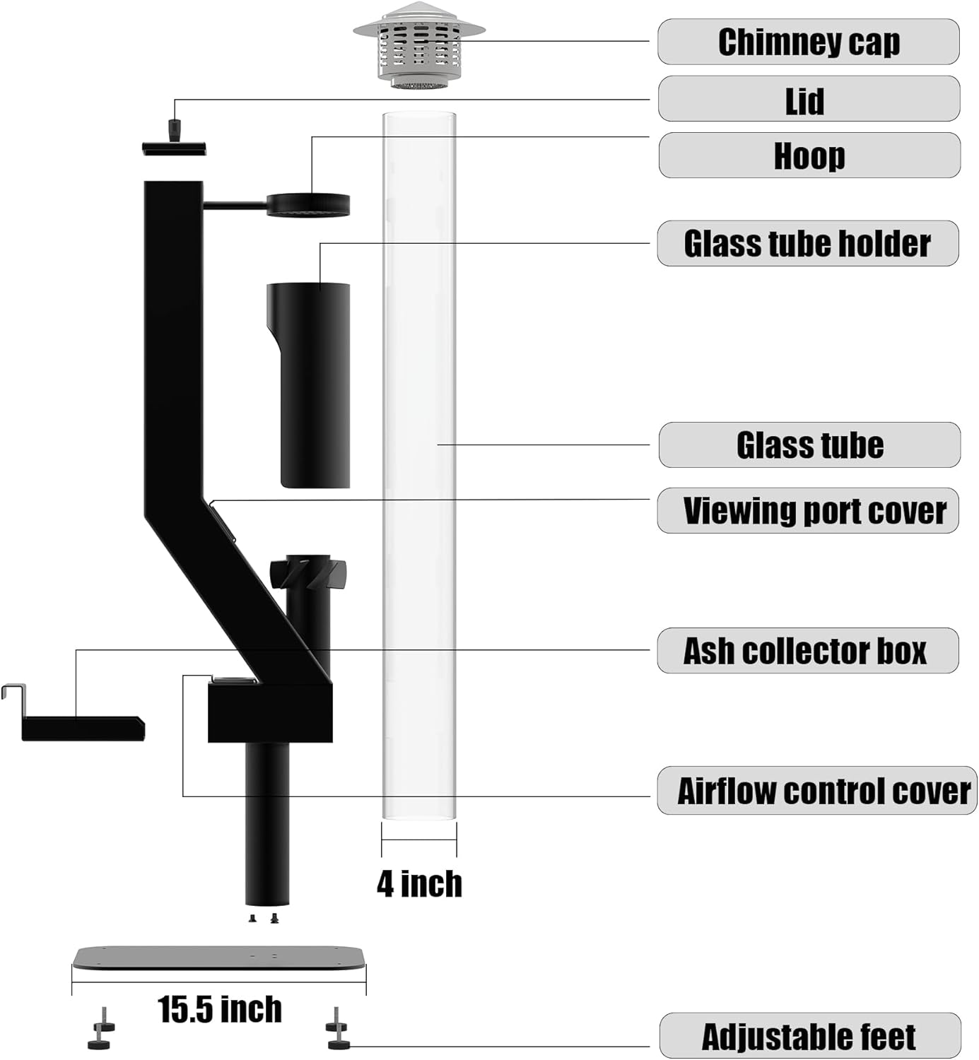 Smokeless Wood Pellet Patio Heater Fire Pipe- Pellet rocket stove Fire Pit for Outdoor - Garden Fire Pit
