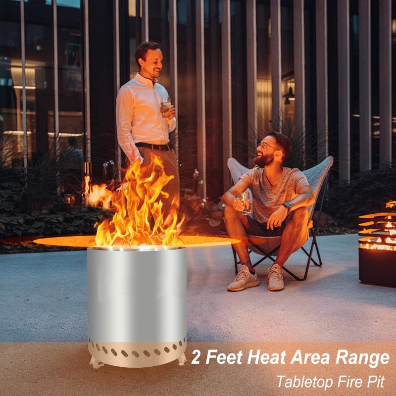 Wood Pellet Table Top Firepit with Stand Table Fire Pit Made of Stainless Steel Camping Portable Fire Pit for Outdoor Use