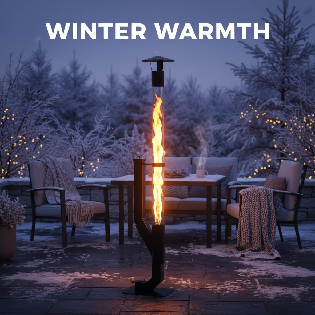 Wood Pellet Patio Heater Fire Pipe- Pellet Stove Fire Pit for Outdoor - Smokeless Flame Garden Fire Pit