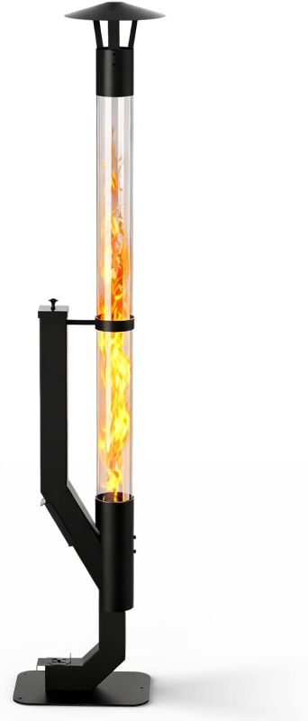 Wood Pellet Patio Heater Fire Pipe- Pellet Stove Fire Pit for Outdoor - Smokeless Flame Garden Fire Pit