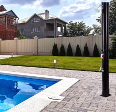 Solar Shower Column Foot Shower Rain Shower Head and Tap Garden Shower with Water Tank For Outdoor Use